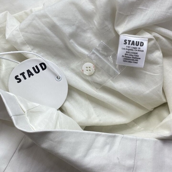 STAUD Haven Halter Neck Dress Ivory Pockets Stretch - Picture 8 of 10